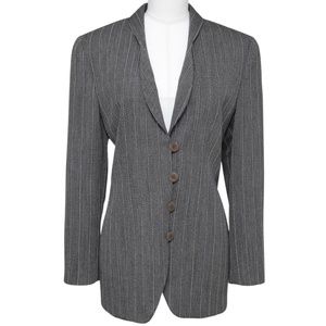 GIORGIO ARMANI Blazer Jacket Pinstripe Grey Off White Shawl Lapel Sz 40